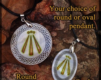 Awen Druid Amulet, Mother of Pearl By Mickie Mueller