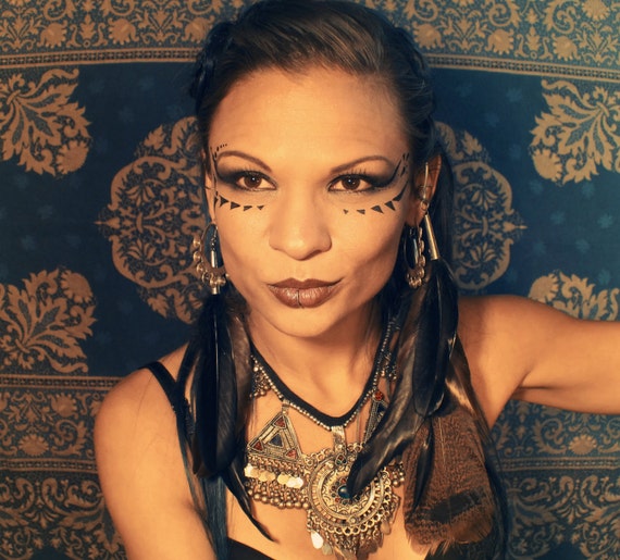 Tribal Wire Wrap Feather Ear Cuff, Wrap and Earring Set -Black, and brown with Turkey feathers Tribal Wire Wrap Feather Ear Cuff, Wrap and Earring Set -Black, and brown with Turkey feathers
