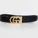 Vintage 60s 70s Gucci Black Leather Gold Buckle Belt
