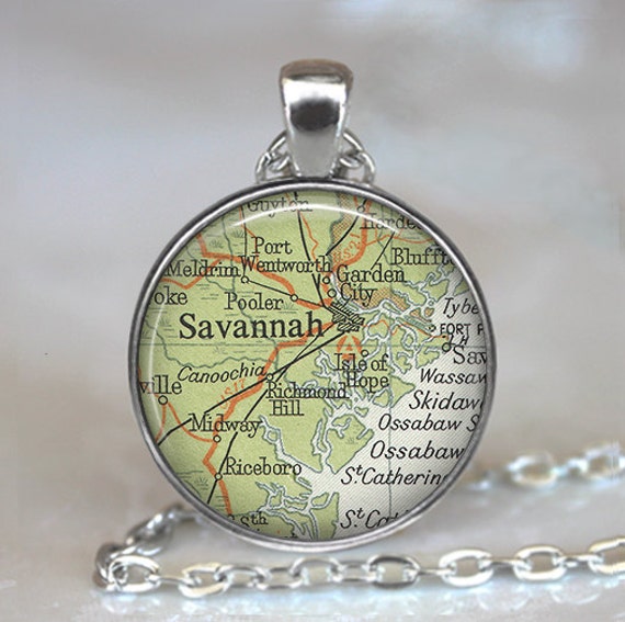 Savannah map pendant Savannah map necklace Savannah