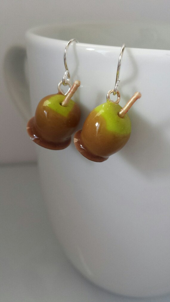 Carmel Apple Polymer Clay Fall Earrings by JerisJewelryBox on Etsy