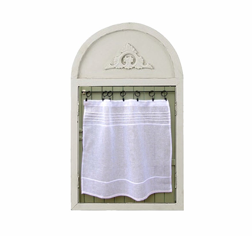 Custom White X Large Sheer Linen Panel Kitchen Window