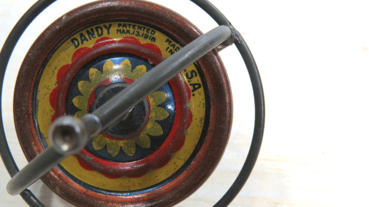 Dandy Gyroscope Tin Toy Top Antique Tin Toy