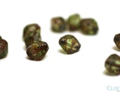 10x08mm Table Cut Olive Green Bicone Czech Glass Beads (15 pcs)