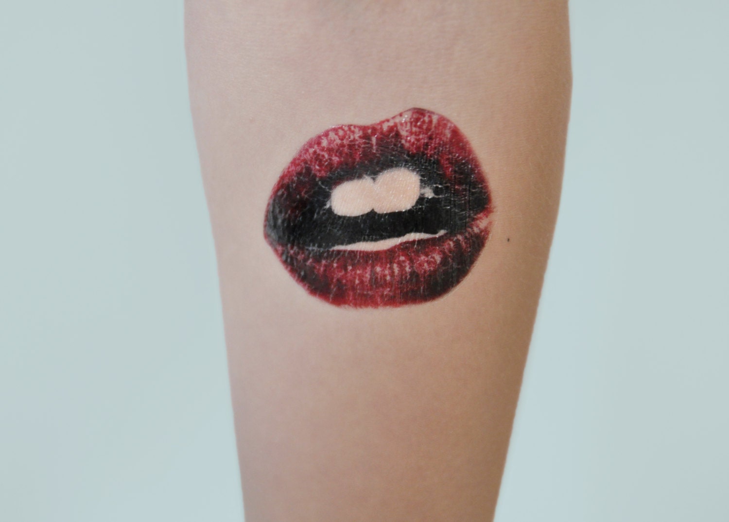 Lips Temporary Tattoo Lips Art Large Temporary By Joellesemporium