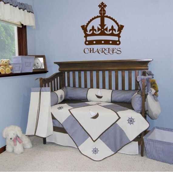 Kings Crown Wall Vinyl Decal Baby nursery wall decals Crown with name