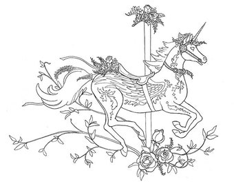 items similar to celtic / art nouveau unicorn fire horse