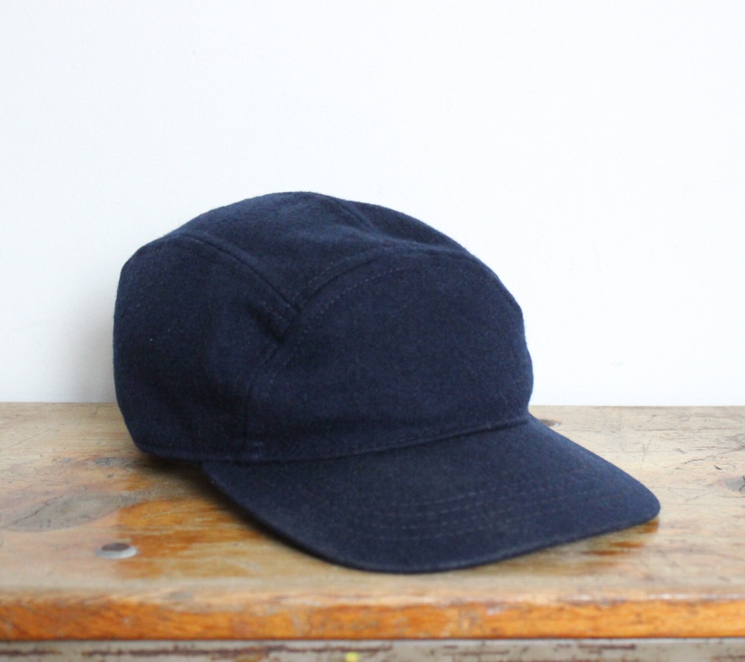 Pendleton Wool Baseball Hat Cap Navy Blue Ear by beachwolfvintage