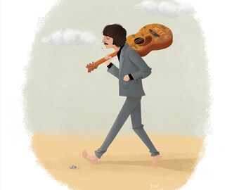 Darjeeling Limited - Beatles Mash Up Illustration Print - Wes Anderson poster. Wes Anderson print