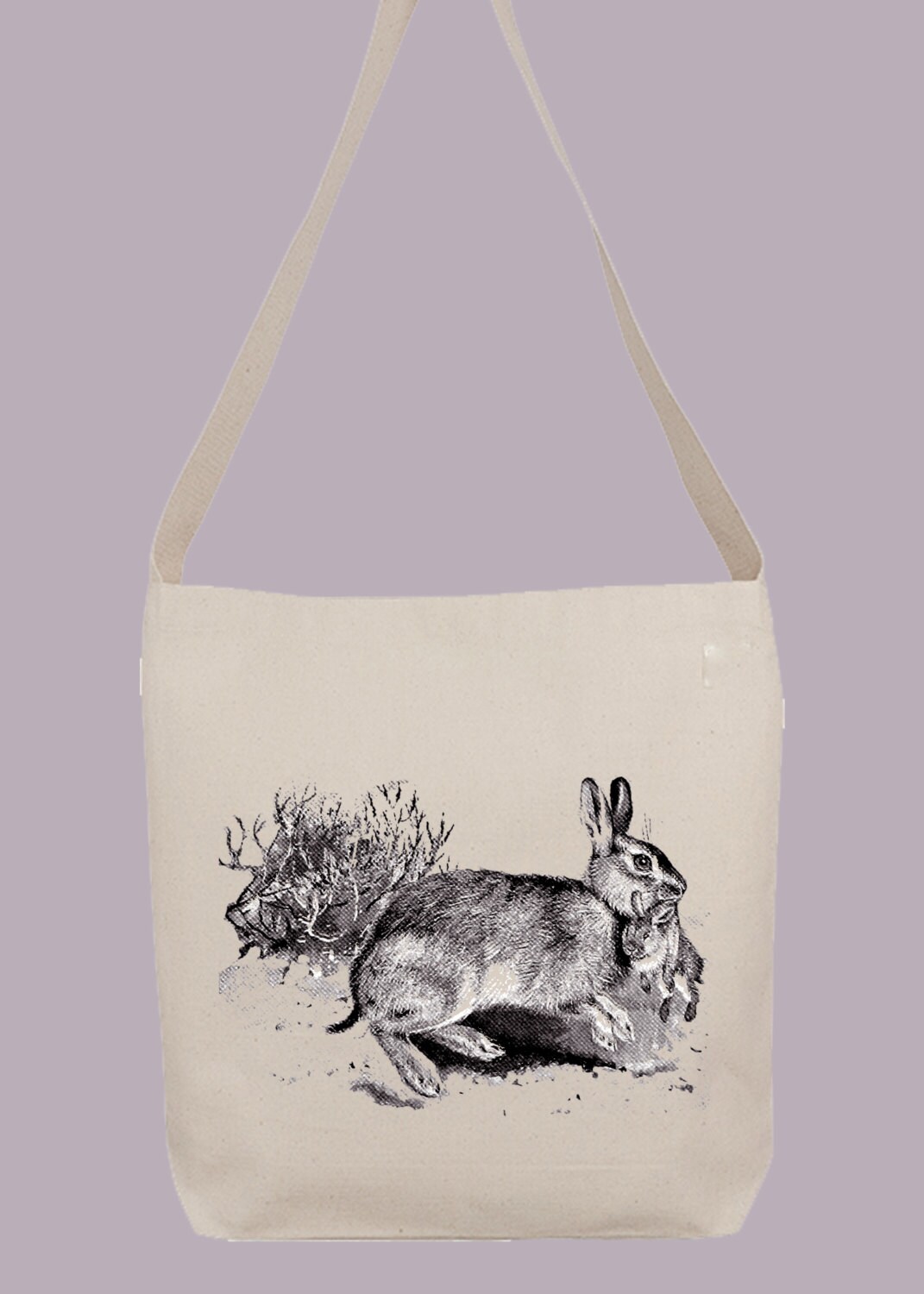 Mother and Baby Bunny Rabbits Illustration Hobo Sling Tote