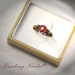 Red Wedding Ring, Victorian Red Ring, Red Crystal Ring, Brass Crystal Ring, Swarovski Ring Custom Sized