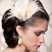 Ivory Bridal Head Piece Champagne Peacock Feather Fascinator Vintage Inspired Rhinestone Wedding Hair Piece - Made to Order - VIVIAN