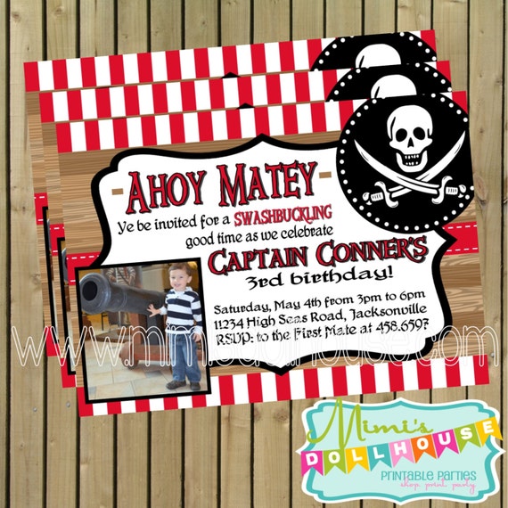 Pirate Invitation- Pirate Birthday Invitation- Pirates Birthday invitation PDF/JPEG Il_570xn