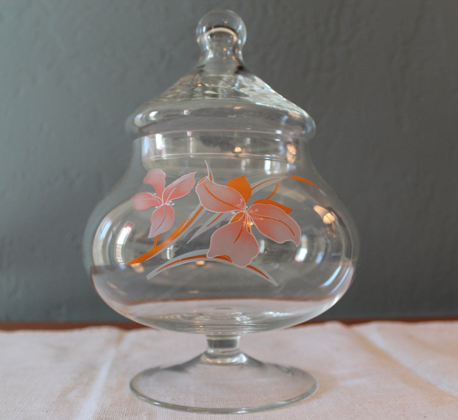 Footed Apothecary Jar With Lid Clear Glass Storage Candy Dish