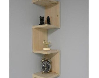 Wall mounted corner shelf Retro 4 tier zig zag shelf for bathroom shelf or any other room.
