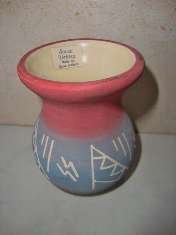 Vintage Sioux Pottery USA Bud Vase Native by WintervilleWonders