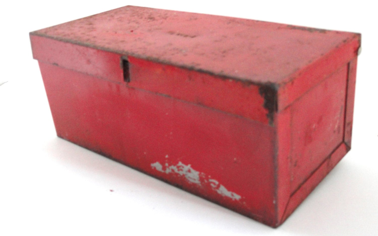 Vintage Red Box/Metal Industrial Style Red Box/Farmhouse Red Box/Rustic ...