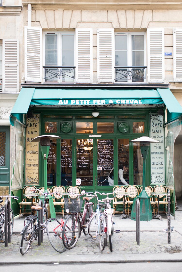 Paris Cafe Photograph Au Petit Fer a Cheval by ParisianMoments