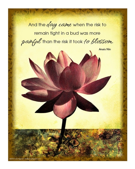 Lotus Flower Print with Inspirational Quote FREE SHIPPING