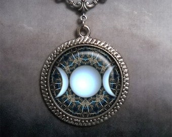 Triple Goddess necklace, goddess jewelry goddess necklace Wiccan jewelry pagan jewelry Goddess pendant Moon Goddess jewelry