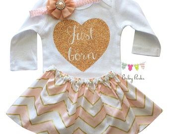 SALE Gold heart, just born, Take Home Outfit Newborn Hospital Outfit ...