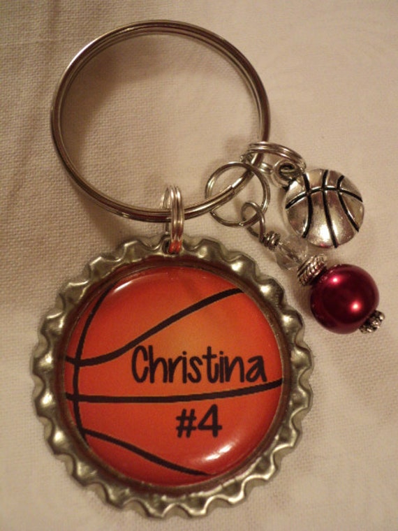 Personalized basketball key chain with charms by chaleybrooke