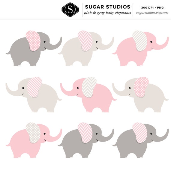 free pink and grey elephant clipart - photo #6