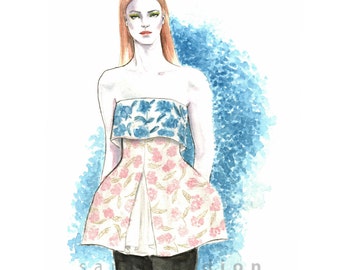 Fashion illustration print from original watercolor fashion art