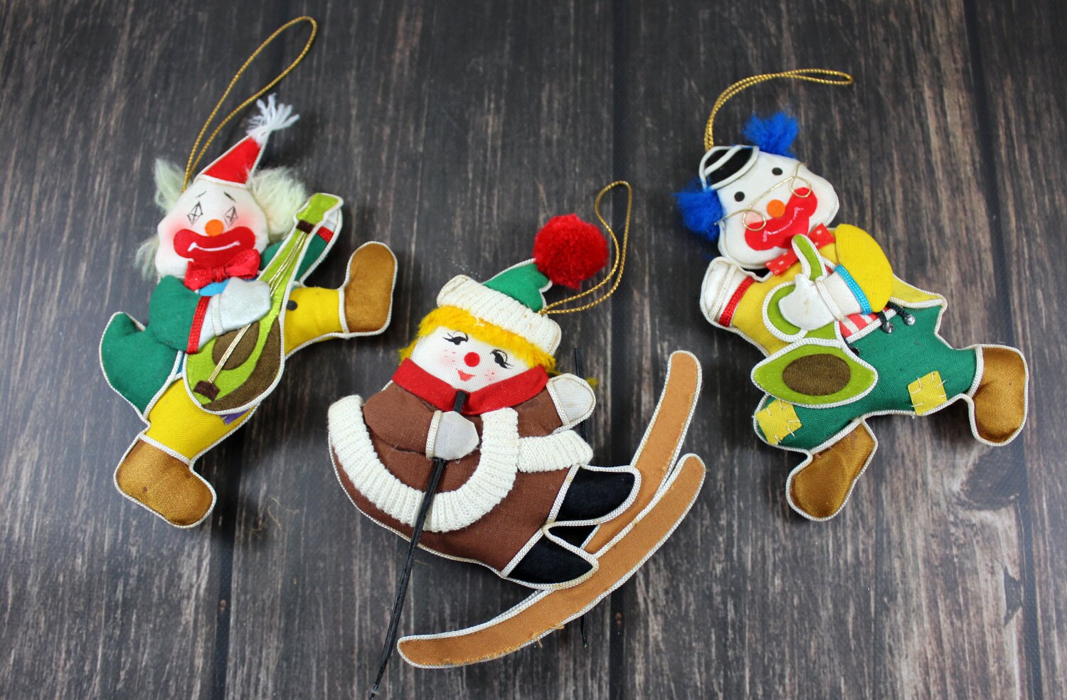 3 Clown Vintage Ornaments Vintage Christmas by PinkPickerParty