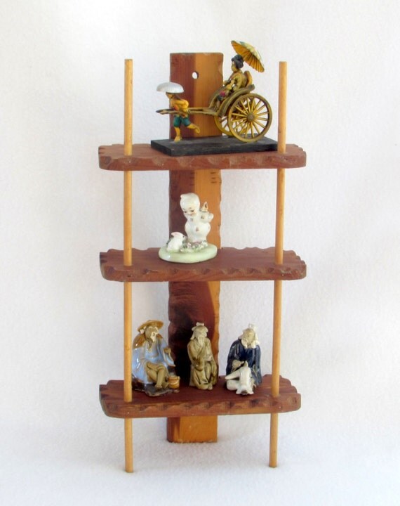 Wooden Knick Knack or Trinket Shelf Shadow Box Free Standing