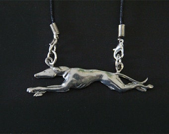 Greyhound Necklace - Running Whippet Galgo Italian Greyhound Jewelry - Racing Greyhound