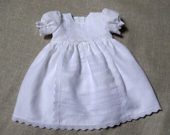 Baby girl baptism dress girl linen dress flower girl heirloom