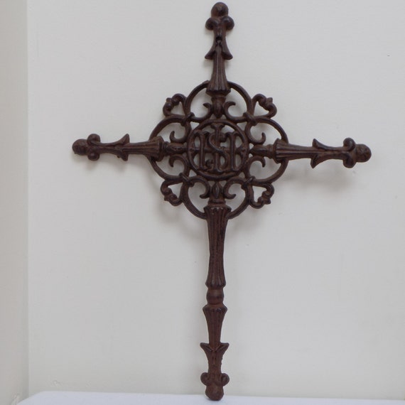 Solid Cast Iron Wall Hanging Cross Crucifix by
