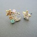 Bling Bling star and moon studs earrings, stud earrings, dainty earring, metal, gold plated multi CZ stone earring