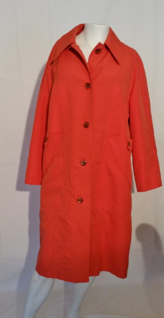 Misty Harbor Coral Classic Trench Rain Coat by OffbeatThreads