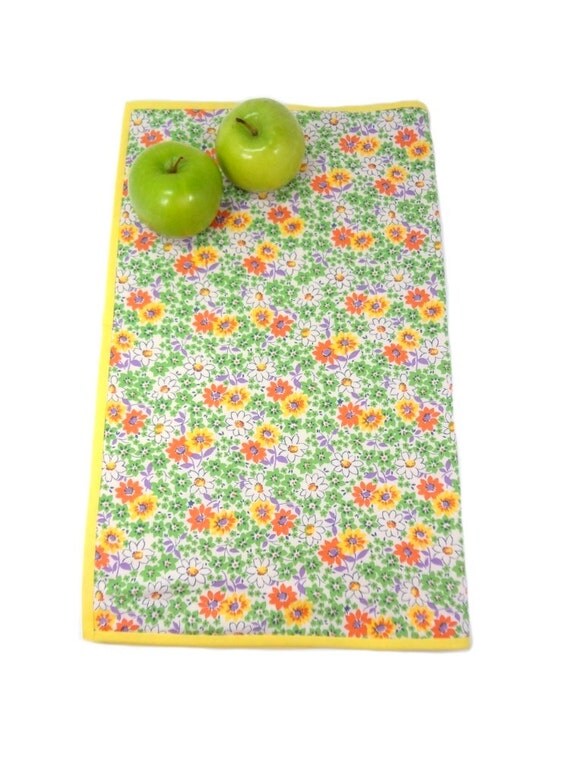 Floral cotton Dish drying mat Spring colors by HereAtSmallGoods