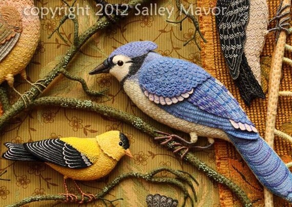 4 card set - Birds of Beebe Woods, Bluejay and Goldfinch