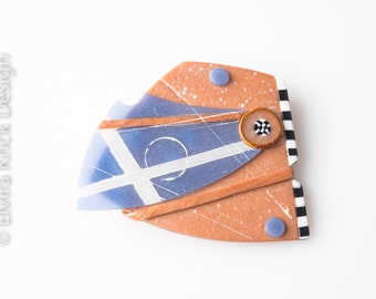 Art brooch, polymer clay brooch, unique Dutch Design,