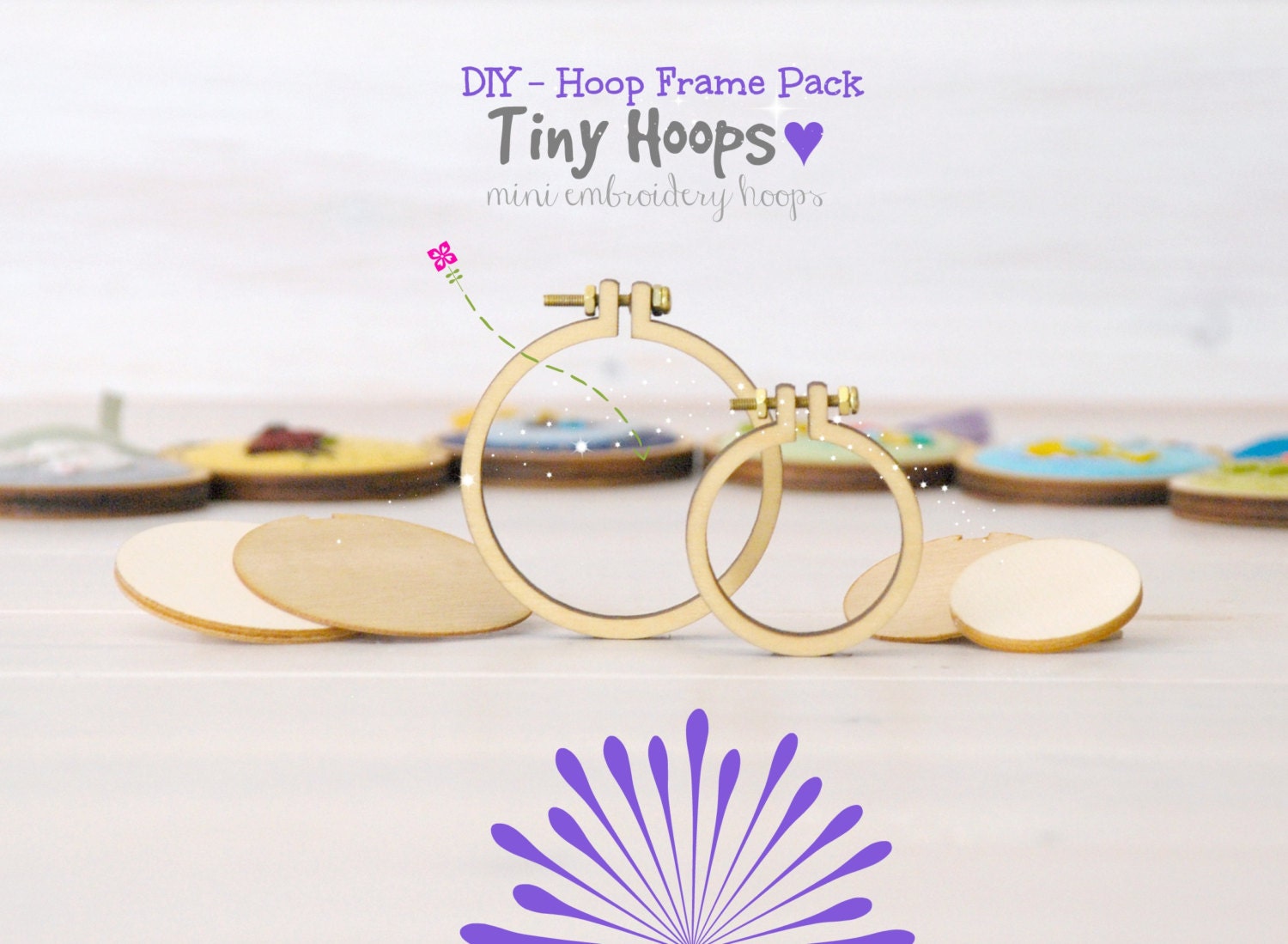 DIY Mini Embroidery Hoop Frame Pack of 2 1 x1.6/4cm