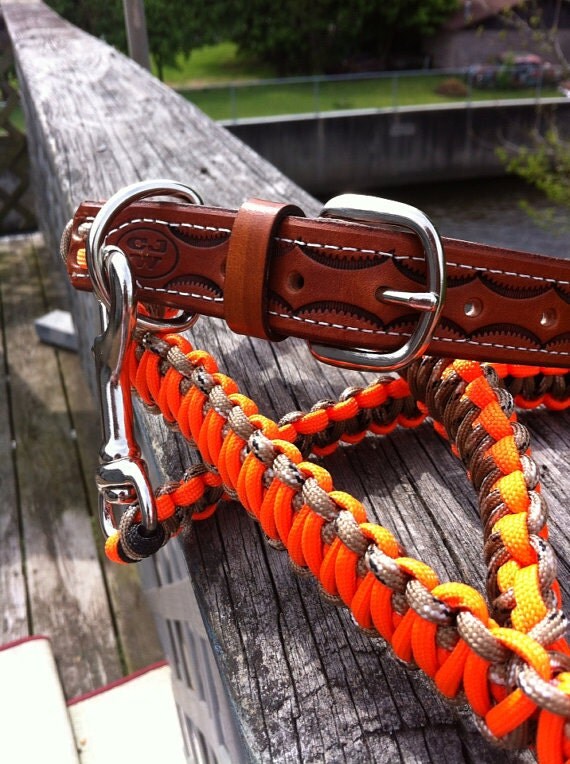 Adjustable Collar & Leash set / Hunting Dog Collar by CJWPARACORD