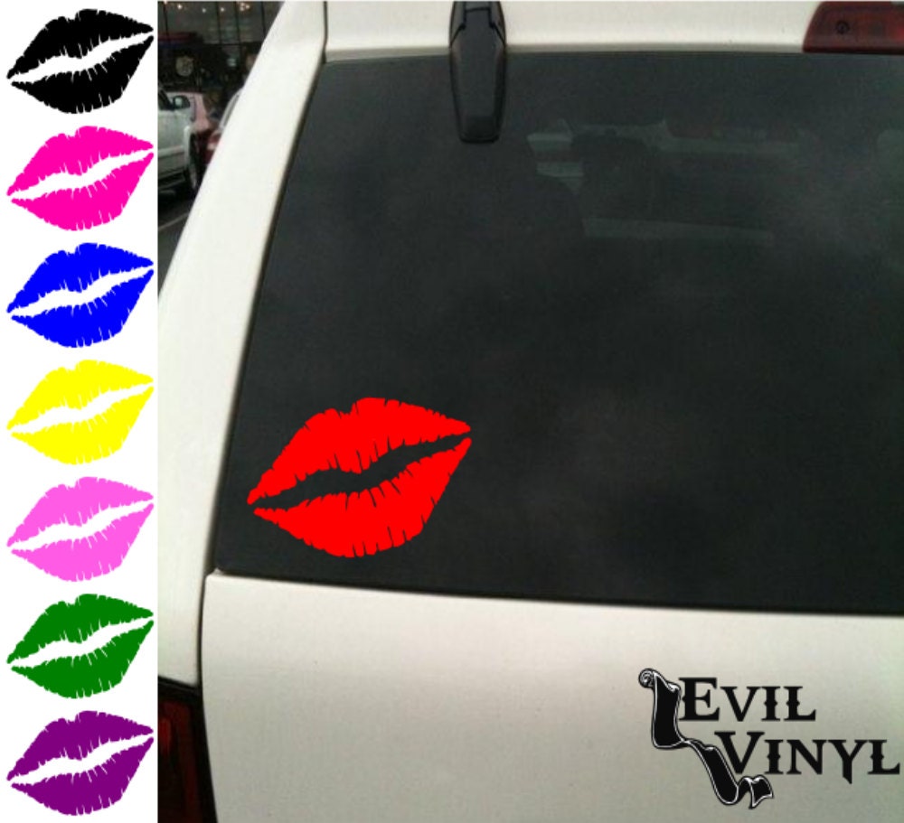 Kissing Lips Vinyl Car Window Decal Cute Puckered Sexy 9874