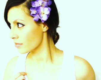 PURPLE Hair Flower, Hair Flower Clip, Purple Hair Accessory, Fascinator