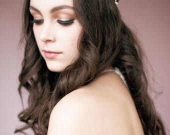 Crystal Headband, Bridal Accessory, Circlet Headpiece, Crystal Tiara, Crystal Halo, Bridal Bling, Pearl Hair Piece, Beaded Headband JENNIFER