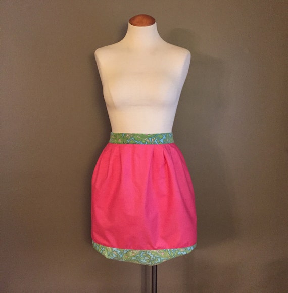 Vintage Waist Apron Pink with Green Trim Mid by NecessaryVintage