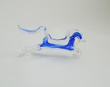 blue glass horse figurine