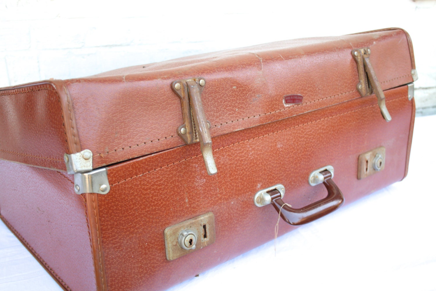 Old Cardboard Suitcase Vintage Made in England Decorative