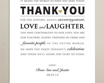 DIGITAL FILE - Personalized Wedding Reception Thank You Card - Wedding Thank You Sign - 8x10 - Printable - Print-Ready .PDF