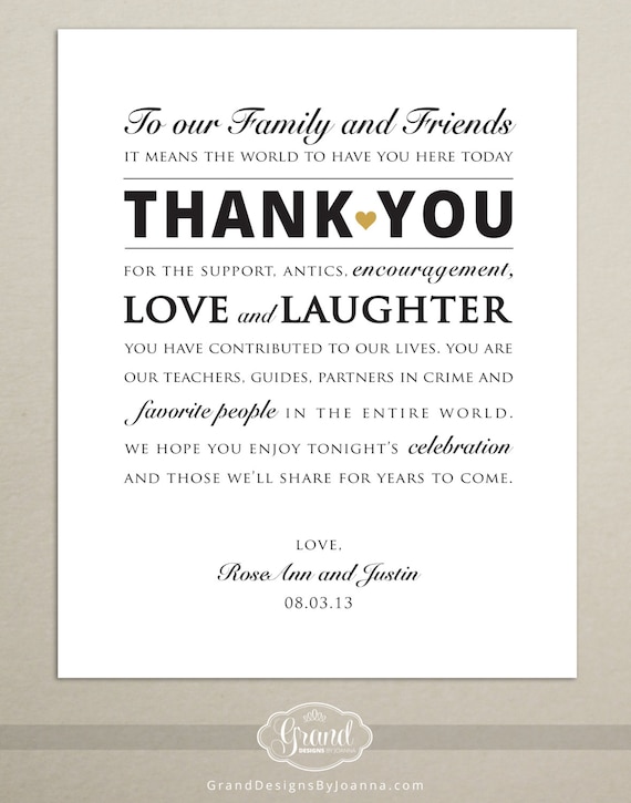 DIGITAL FILE Personalized Wedding Reception Thank You Card