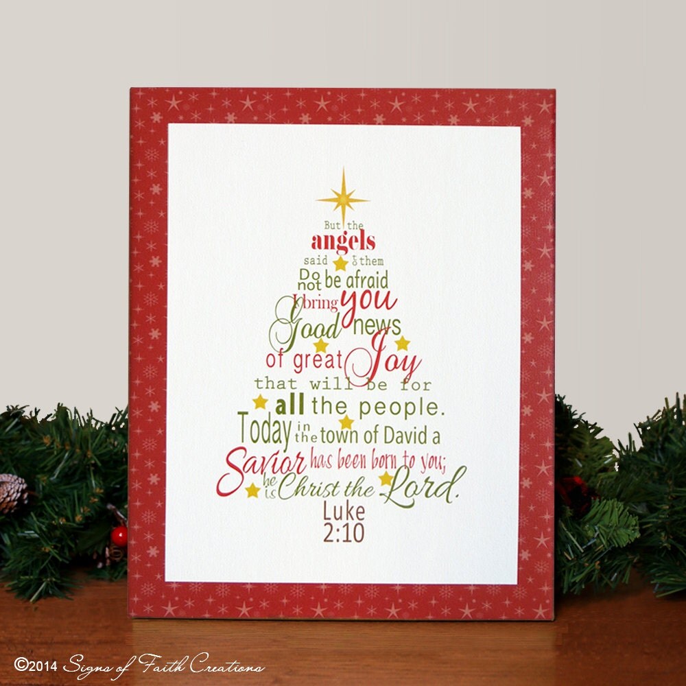 canvas print christmas tree with luke 2 10 11 bible verse canvas print christmas tree with luke 2 10 11 bible verse