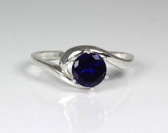 Sterling Silver Blue Sapphire Ring / Sapphire Silver Ring